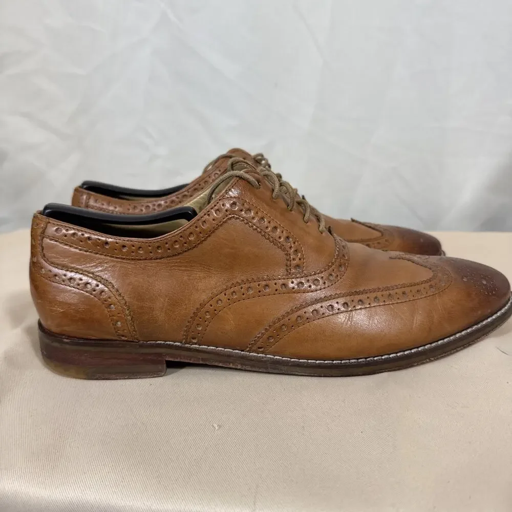Cole Haan Men’s 10M Cognac Leather Wingtip Brogue Oxford Dress Shoes Heritage